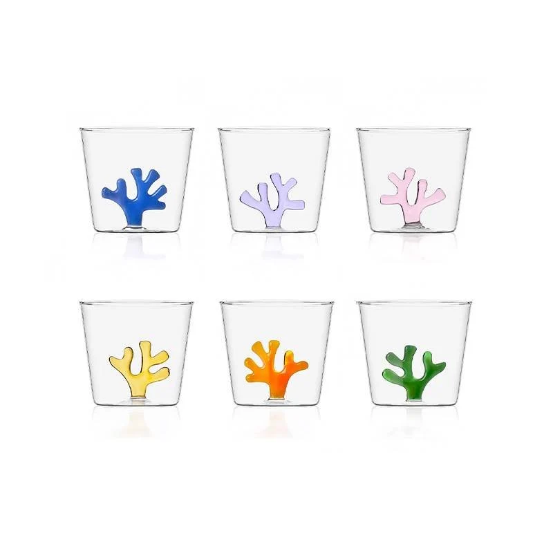 30 cl - Coral Reef Bicchiere Acqua Corallo in Vetro Borosilicato - Set 6 Pezzi