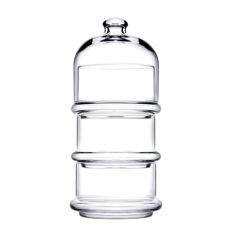 12 cm - Patisserie Coppette Con Cupola Impilabili in Vetro - Set 3 Pezzi