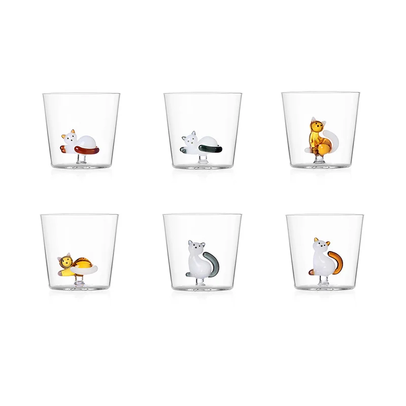 30 cl - Tabby Cat Bicchiere Acqua Gatti in Vetro Borosilicato - Set 6 Pezzi