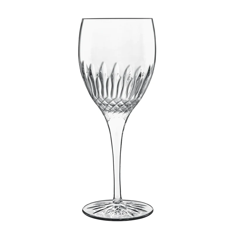 38 cl - Diamante Calice Vino Bianco Riesling in Vetro - Set 4 Pezzi