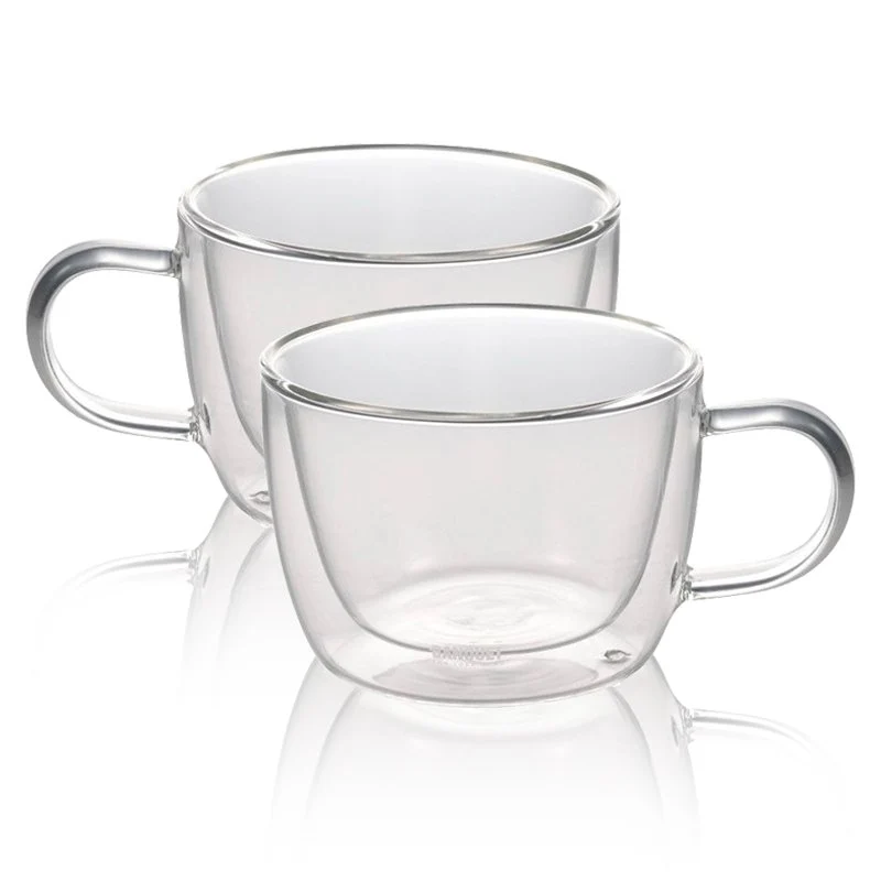 32 cl - Tazza Cappuccino Doppia Parete in Vetro Borosilicato - Set 2 Pezzi