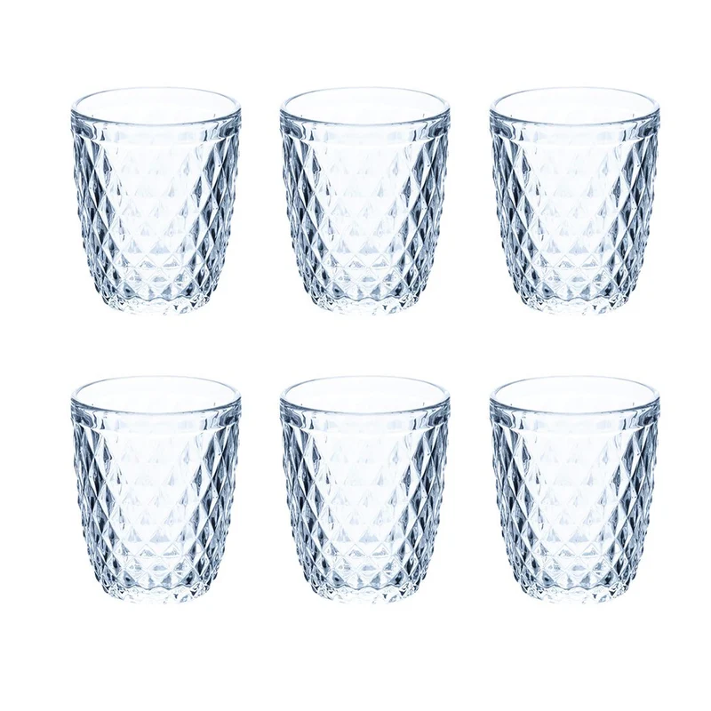 26 cl - Diamond Bicchiere Acqua in Vetro - Set 6 Pezzi