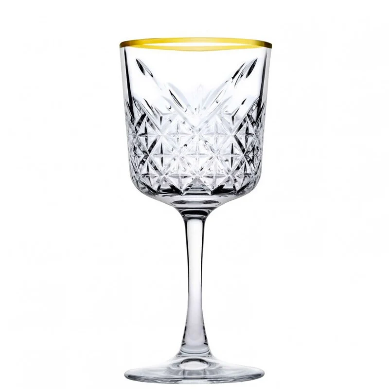 33 cl - Timeless Golden Touch Calice Vino Rosso Bordo Dorato in Vetro - Set 4 Pezzi