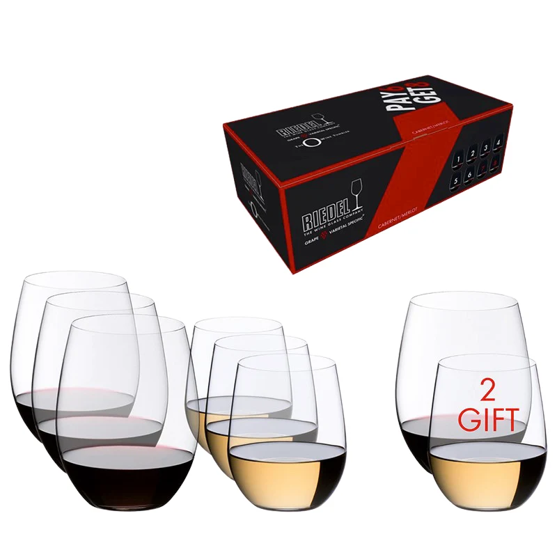 O Value Set Bicchieri Vino Cabernet Merlot Viognier Chardonnay in Vetro - Set 8 Pezzi