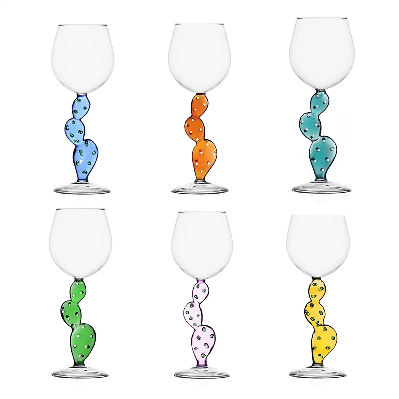 35 cl - Desert Plants Calice Acqua Cactus in Vetro Borosilicato - Set 6 Pezzi