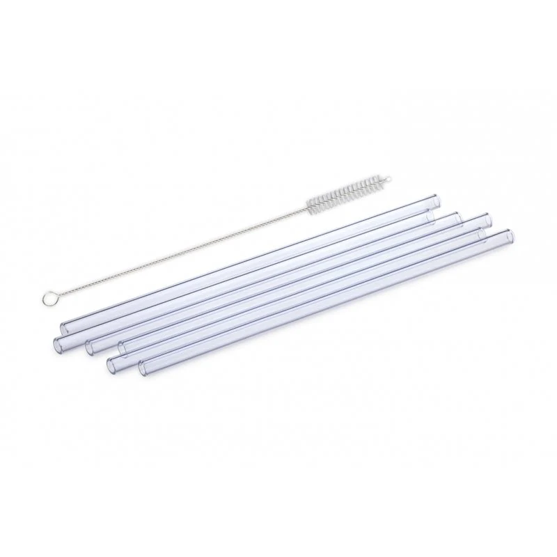 20 cm - Cannucce Riutilizzabili in Vetro - Set 6 Pezzi