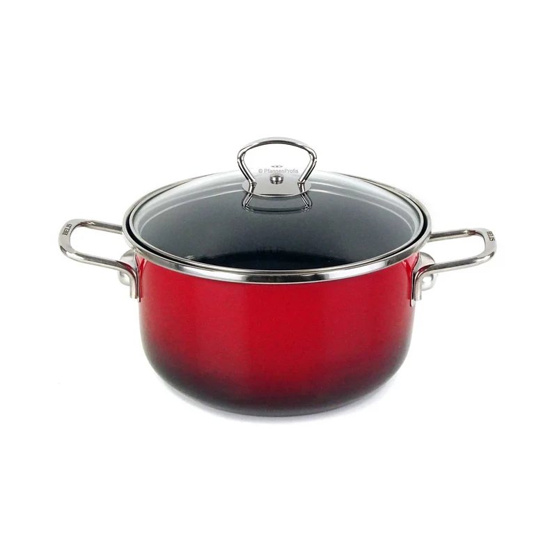 BELIS Stahl-Emaille Kochtopf PREMIUM 20 cm ROT