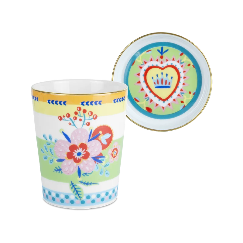 Baci Milano "Mamma mia" mug con piattino/coperchio in porcellana