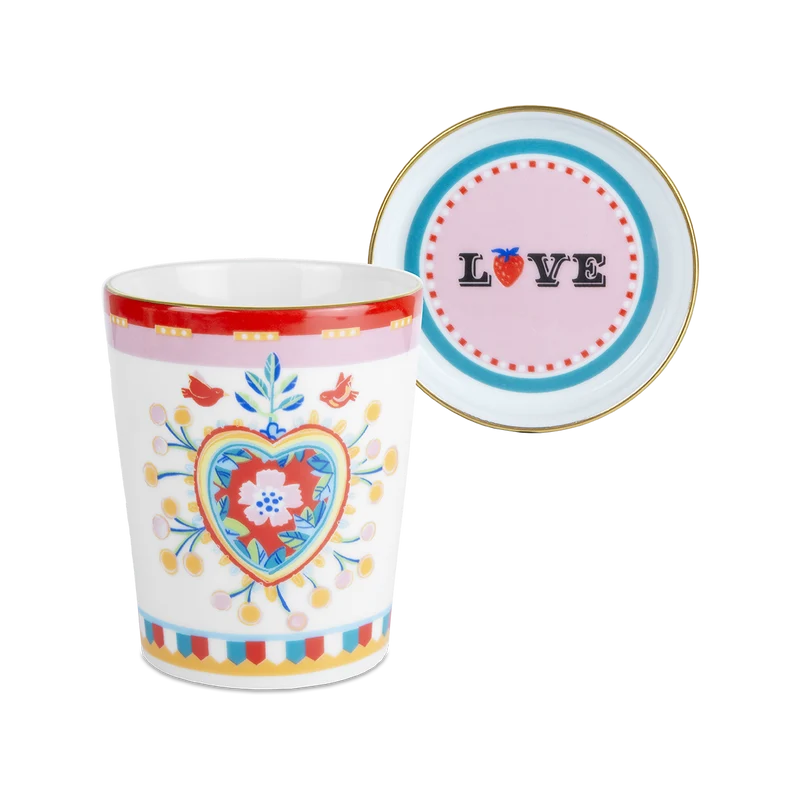 Baci Milano "Mamma mia" mug con piattino/coperchio in porcellana