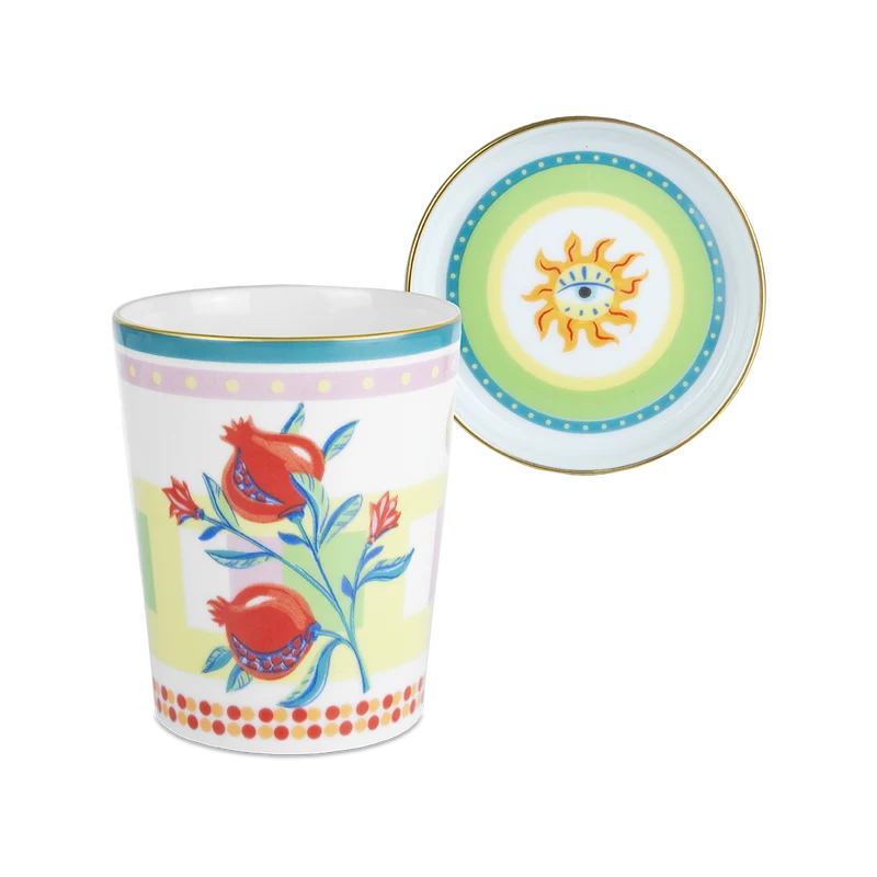 Baci Milano "Mamma mia" mug con piattino/coperchio in porcellana