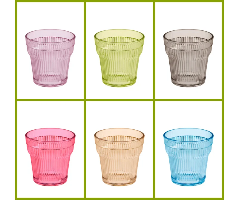 Galbiati “Plisse” set 6 bicchieri acrilico colori assortiti