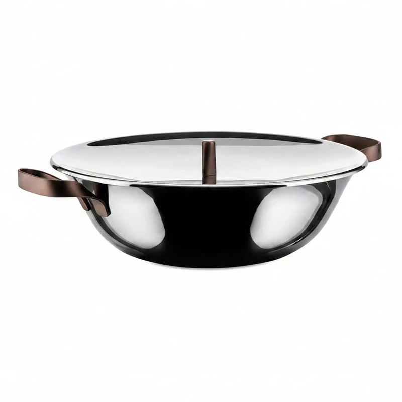 Alessi "Edo" wok acciaio con manici 34cm