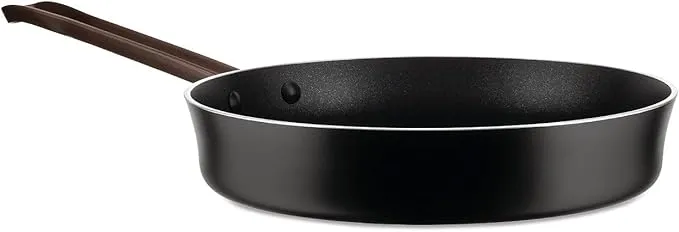 Alessi "Edo" PU113/28B padella a manico lungo in alluminio con rivestimento antiaderente, manico in acciaio inox con rivestimento in PVD, marrone