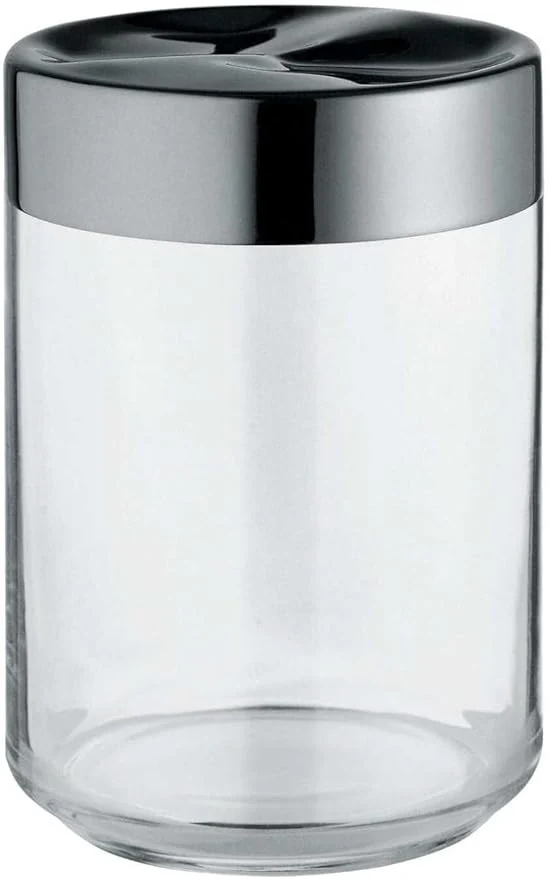 Alessi "Julieta" LC09 barattolo ermetico da cucina di design, corpo in vetro con coperchio in acciaio unossidabile 18/10, 100 cl